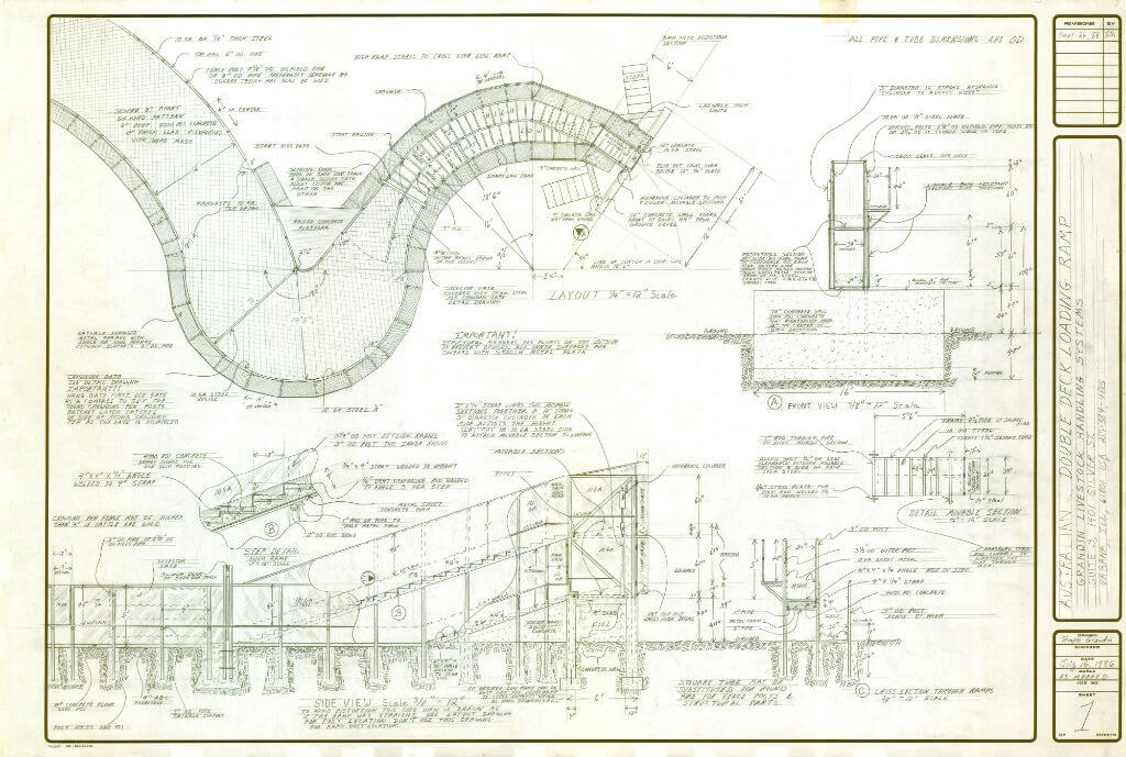 Image: The plans for Grandin's double deck loading ramp system.