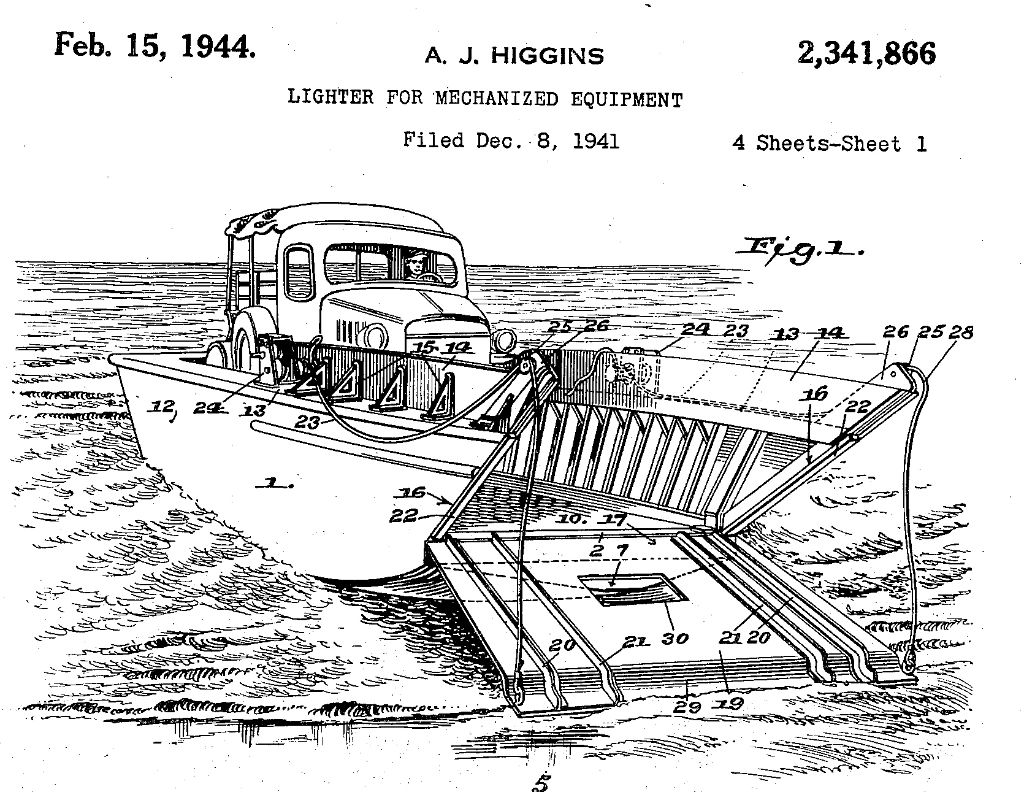 Image: U.S. Patent 2,341,866 filed December 8, 1941 and issued February 15, 1944. A "Lighter for Mechanized Equipment".