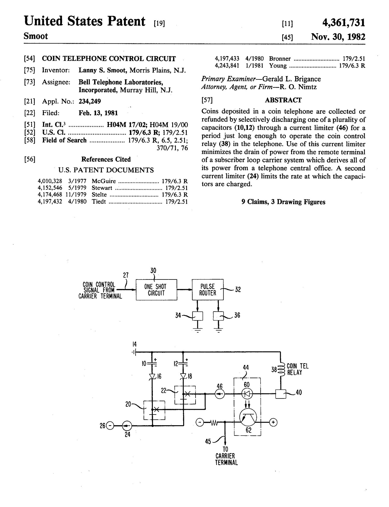 The first page of U.S. Patent No. 4,361,731