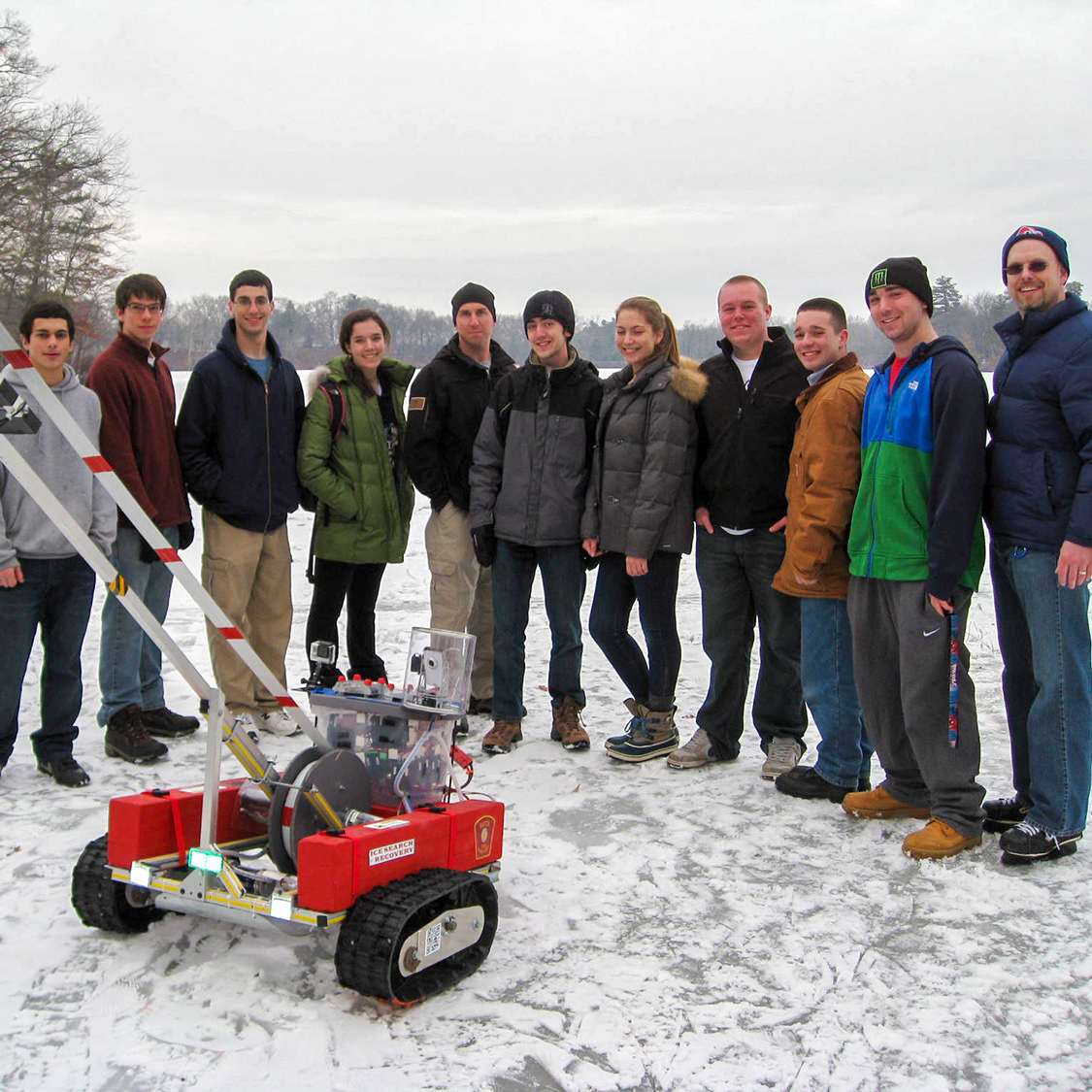 Katelyn Sweeney and her team with the rescue robot