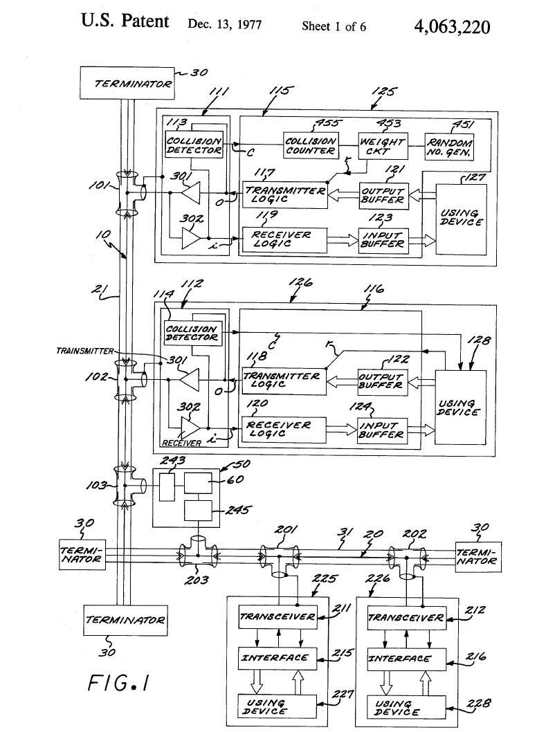 Figure 1 of Metcalfe's U.S. patent no. 4063220