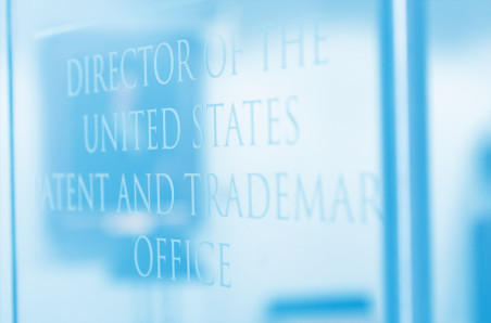 Glass door of the USPTO director's suite