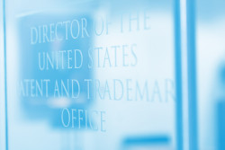 Glass door of the USPTO director's suite