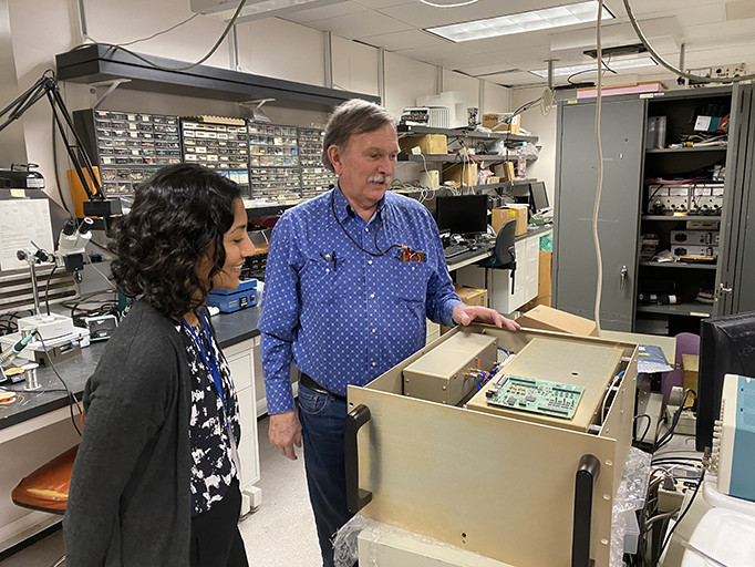 Parikha Mehta views an engingeering work in progress at NOAA lab