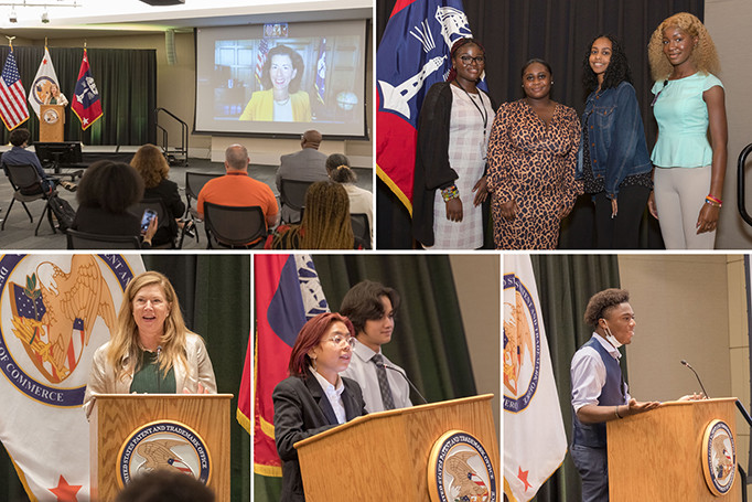 Photos of students in the Urban Alliance program presenting their capstone projects