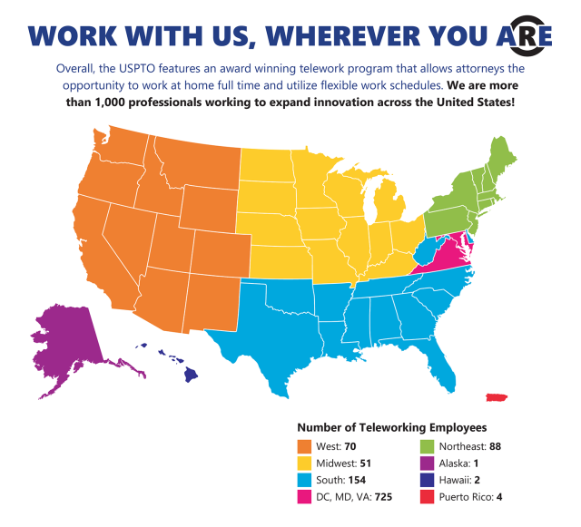 Map showing distribution of trademarks teleworkers