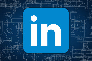 LinkedIn logo against a patent drawing background.