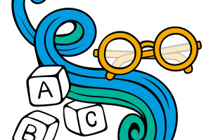 This graphic shows illustrations of eyeglasses and building blocks. 