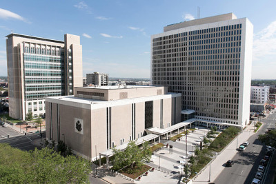 Birds eye view of Rocky Mountain Regional Office building in downtown Denver