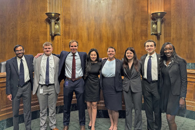 “FY2024 PTAB Judicial Law Clerks Vikram Mandelia, Adam Burns, Will Bootle, Rachel Wu Hankinson, Hayley LeBlanc, Malissa Magiera, Maksim Mints, and Abigail Idokogi attend a Senate IP Subcommittee hearing