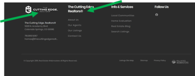 Website showing The Cutting Edge Realtors trademark symbol in use on their website 