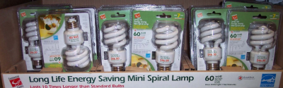 Package of light bulbs showing the blue energy star logo on the packaging 