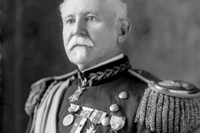 An older man, George Gillespie, in full military uniform with several medals, including the Medal of Honor pinned to his lapel.
