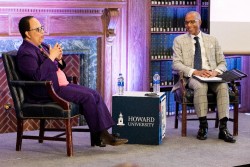 Shirley Ann Jackson on stage with Dr. Bruce Jones