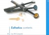 black colored dental composite materials above text “Esthetics contents” in blue text color