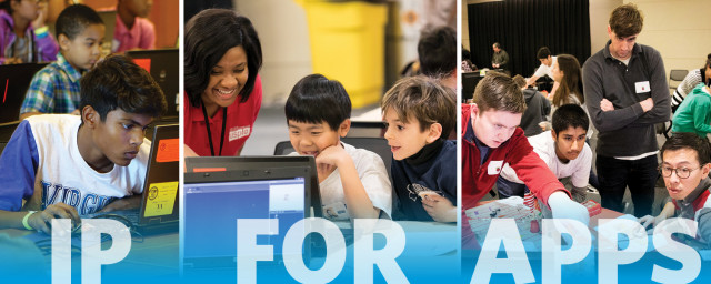 Elementary, middle and high school students spend a day learning about coding and IP.