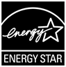 Energy star logo with white text and star shape on a black background 