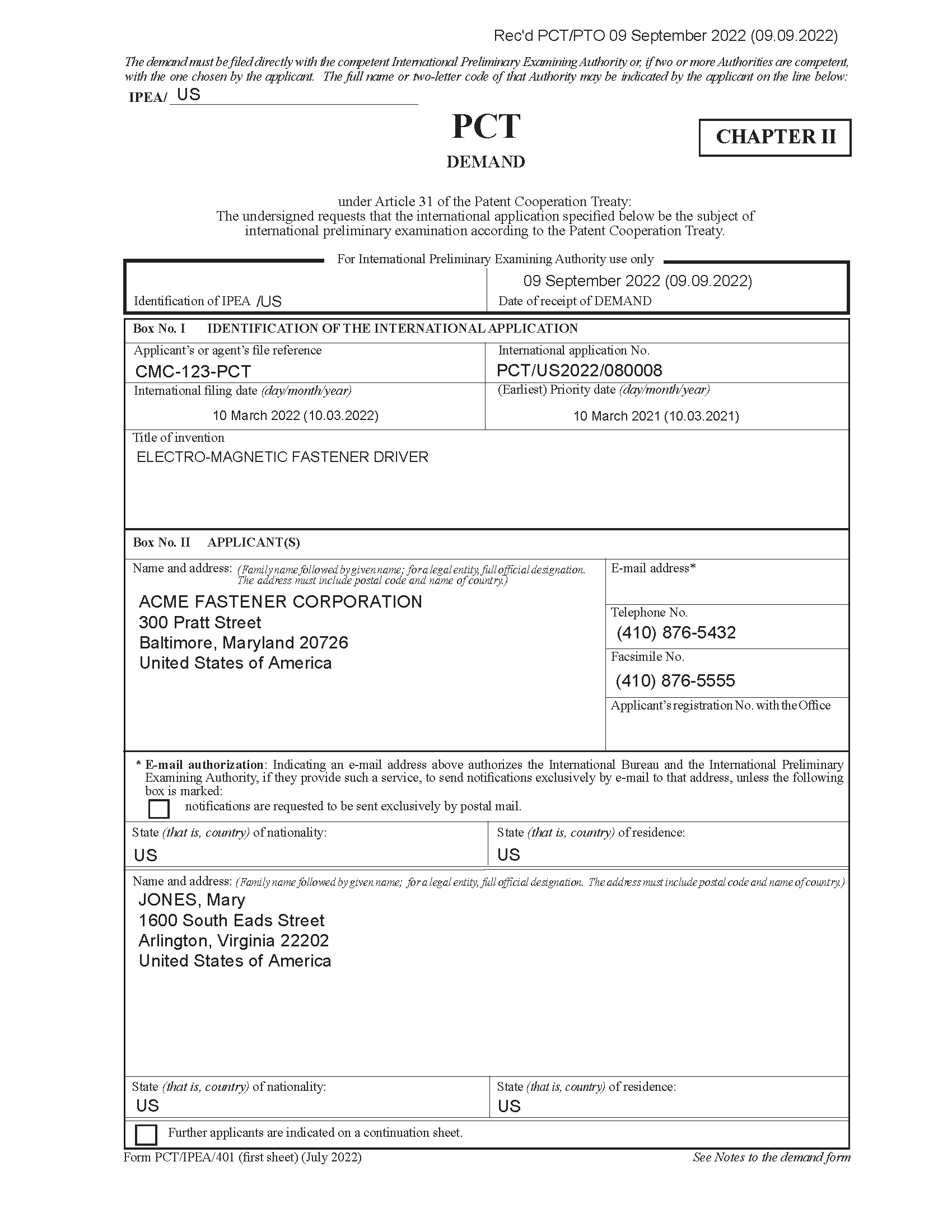 PCT/IPEA/409 cover sheet. International Preliminary Report on Patentability