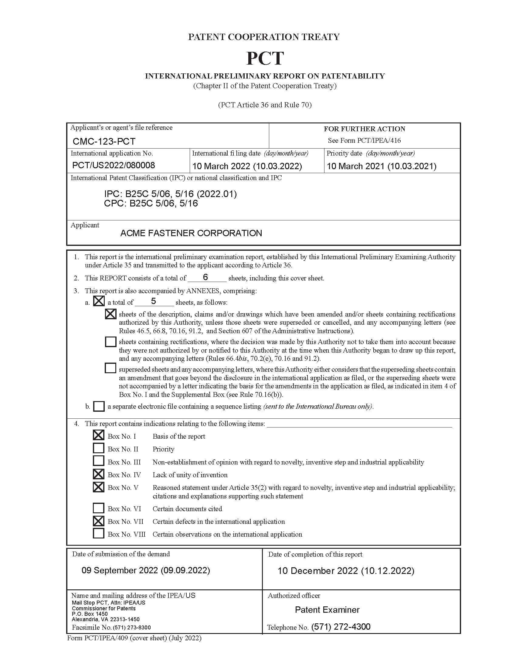 PCT/IPEA/401 (first sheet) PCT Demand 