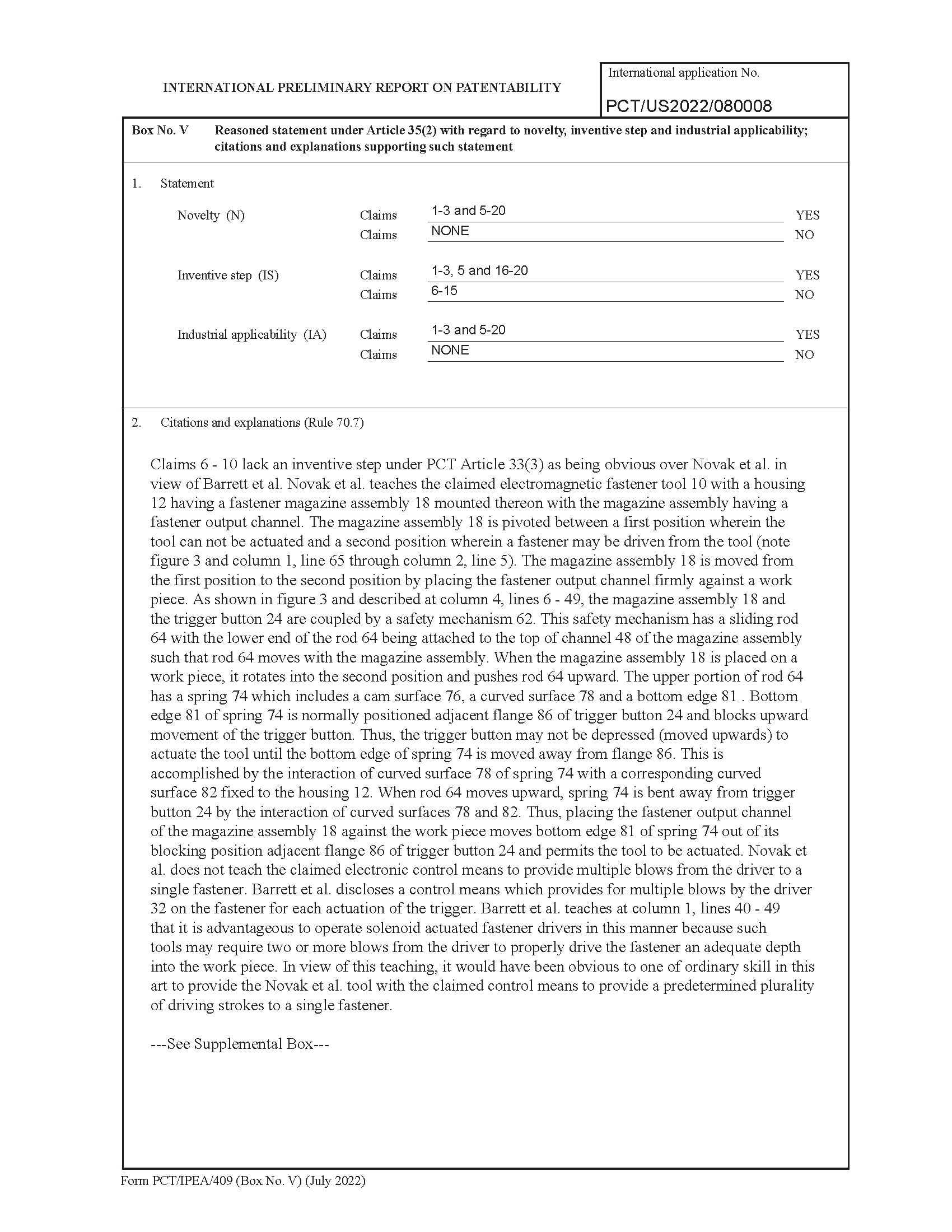 PCT/IPEA/401  Annex PCT Fee Calculation Sheet