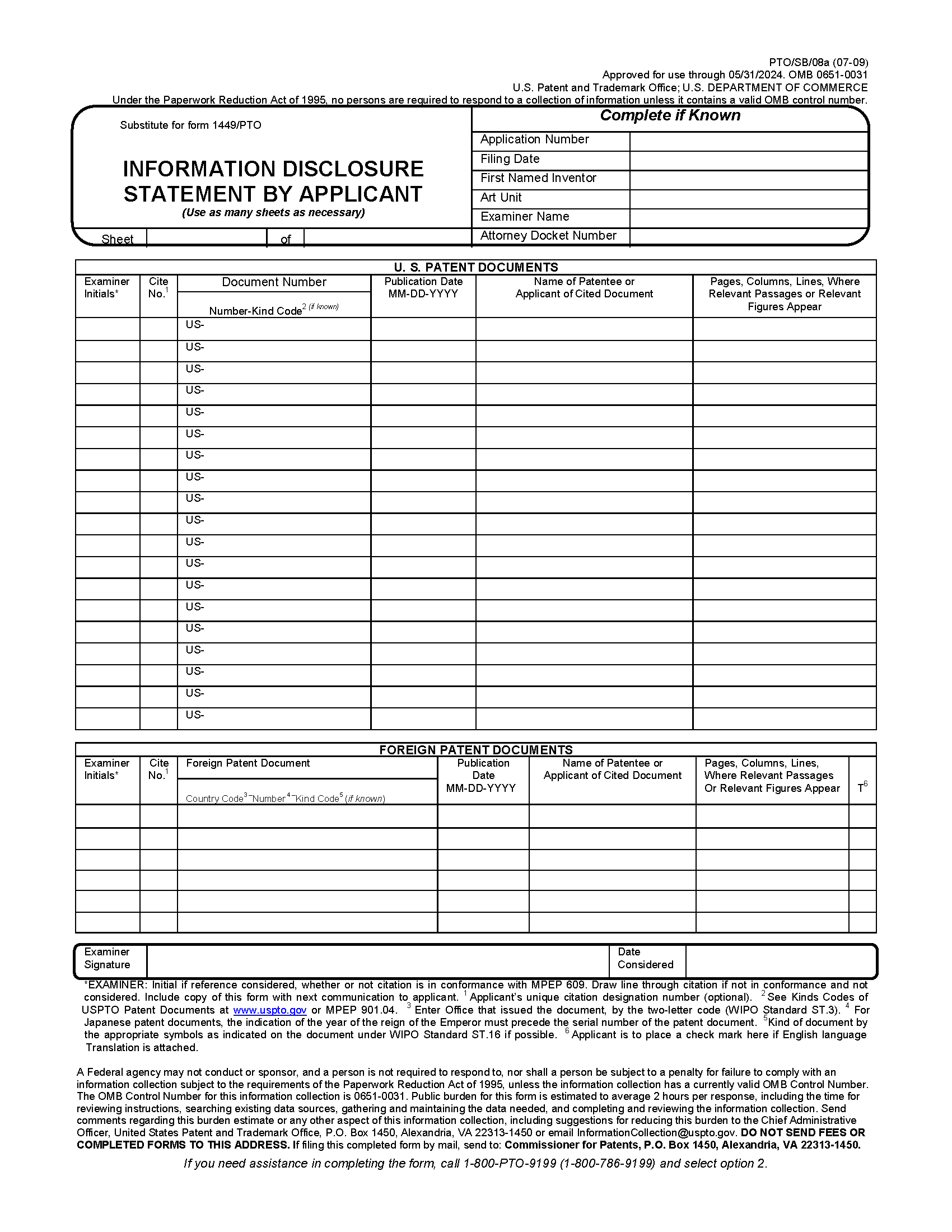 INFORMATION DISCLOSURE STATEMENT BY APPLICANT