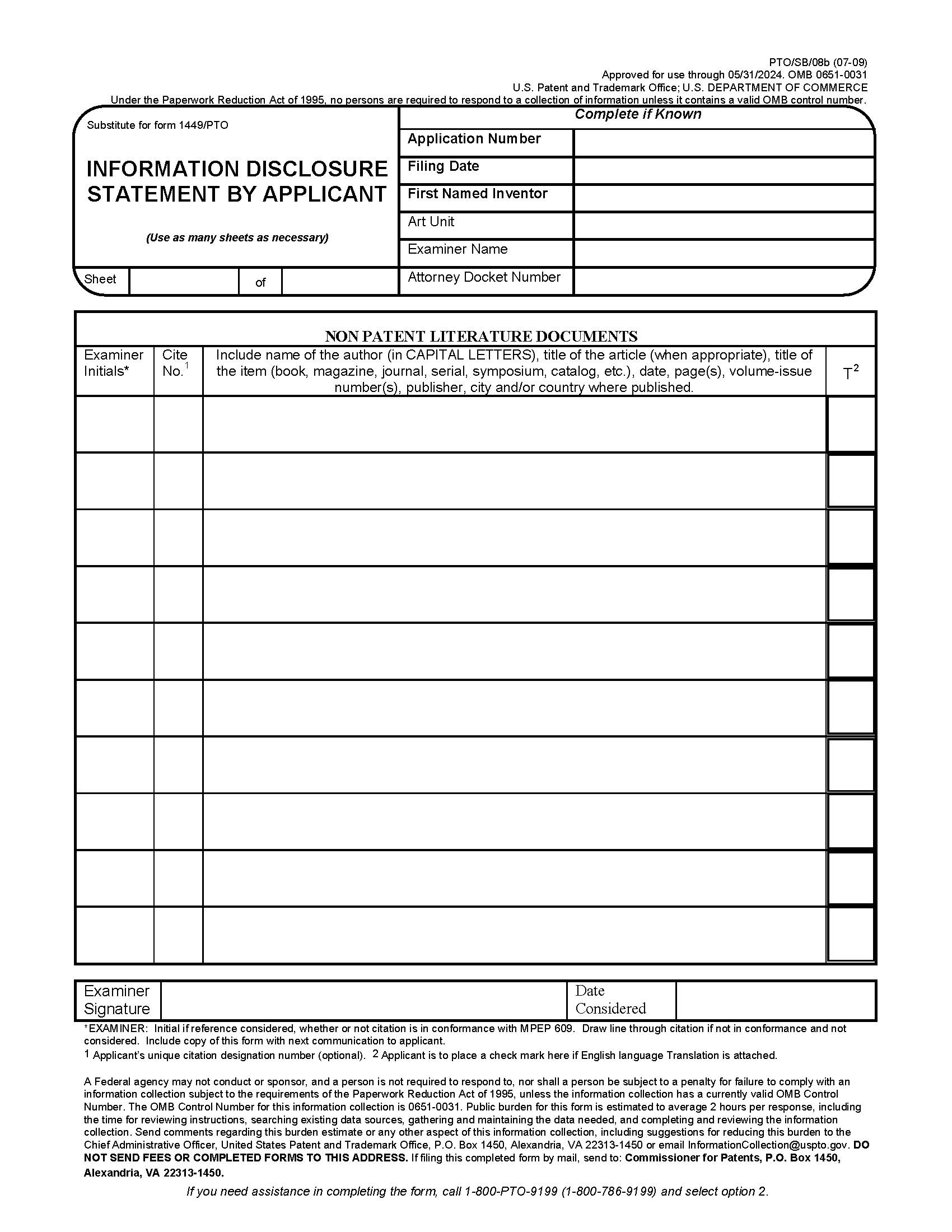 INFORMATION DISCLOSURE STATEMENT BY APPLICANT