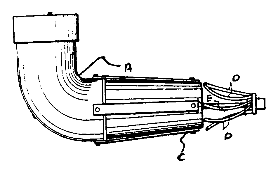 A - Suction pipe; B - Discharge end; C - Inlet end; D,E - Screen rods
