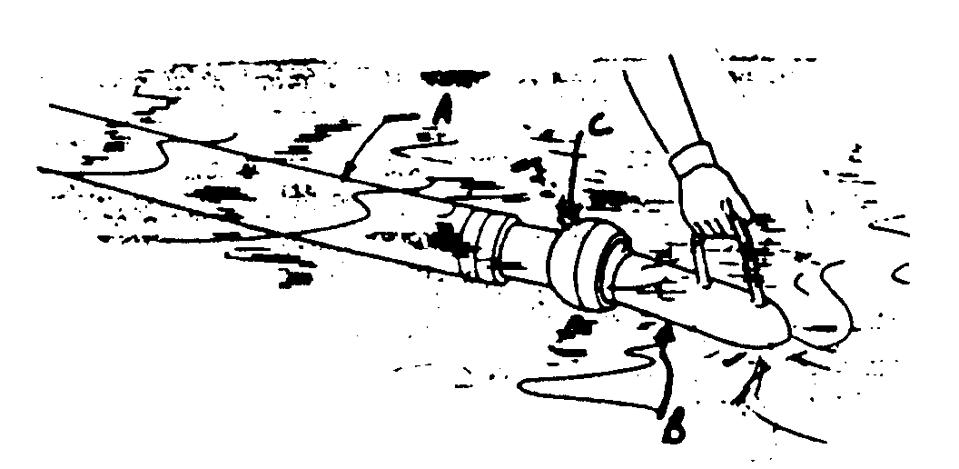 A - Suction pipe; B - Suction nozzle; C - Pipe coupling
