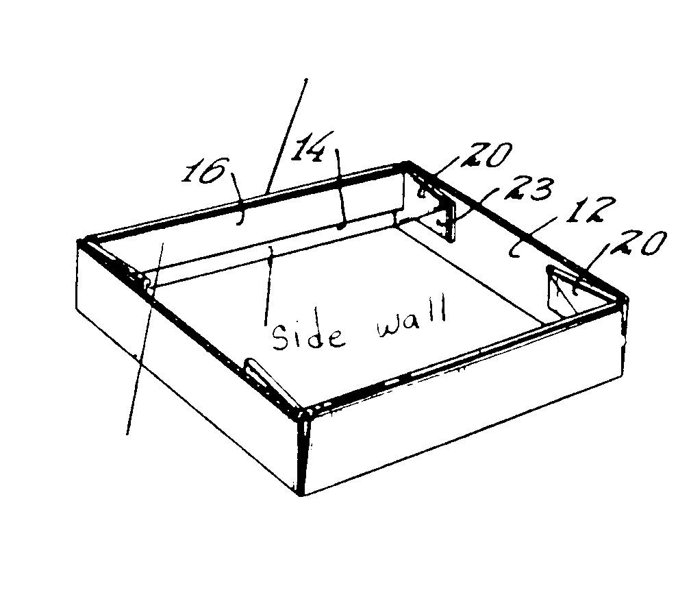 horizontal fold line; downwardly extending panel
