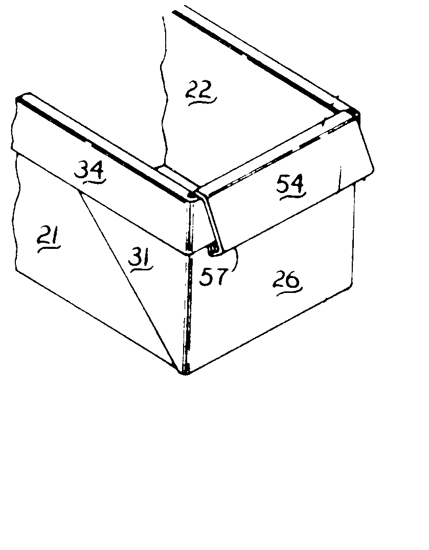 downwardly extending panel
