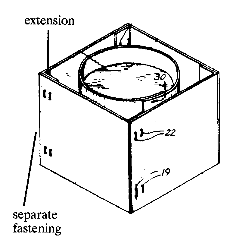 extension; separate fastening device
