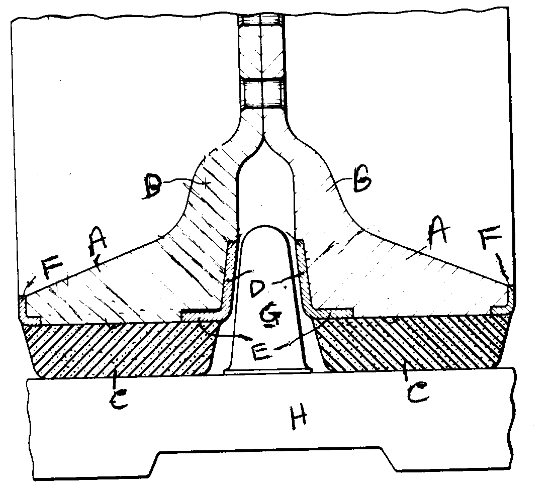 A, B - Wheel  rim; C - Tire; D, E, F - Wear protective rings;G - Guiding tooth; H - Track chain
