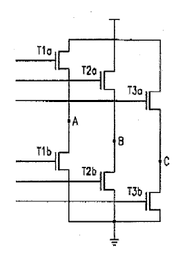 Figure 1. T1a, T2a, and T3a are high-side switching elements;T1b, T2b, and T3b are low-side switching elements; and A, B, andC indicate connections to the motor windings
