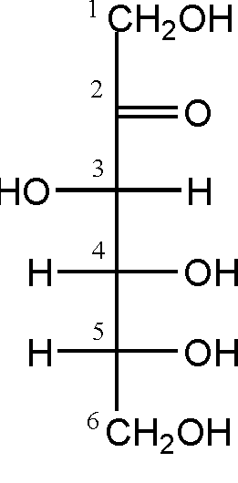 D-fructose [4]   Criterion 2:   the correspondingcyclic hemiacetals, i.e. 'cyclic saccharides' ofwhich representative examples are: 
