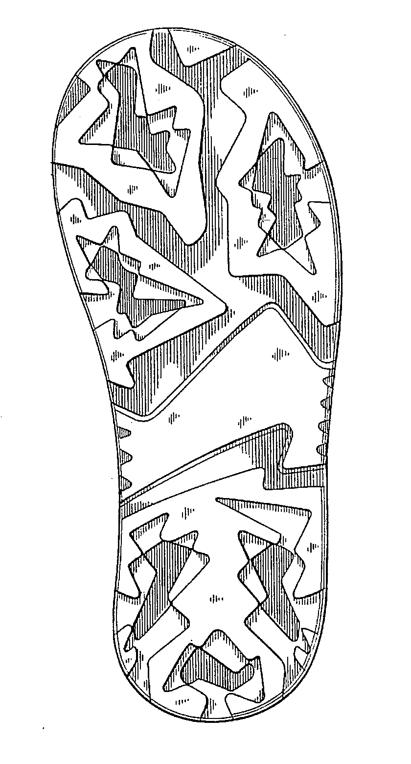 A typical example of a sole with a pattern or texture on thebottom.
