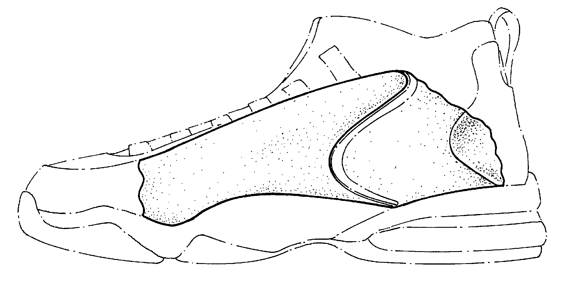 A typical example of  a shoe vamp or side panel.
