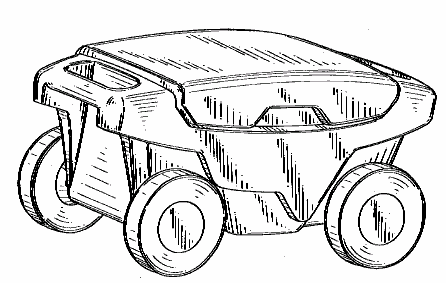 Example of a design for a storage container that simulatesa wheeled vehicle.
