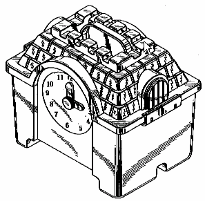 Example of a design for a storage container that simulatesa building.
