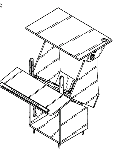 Figure 1. Example of a design for a workstation having uniform thickness and shelving.
