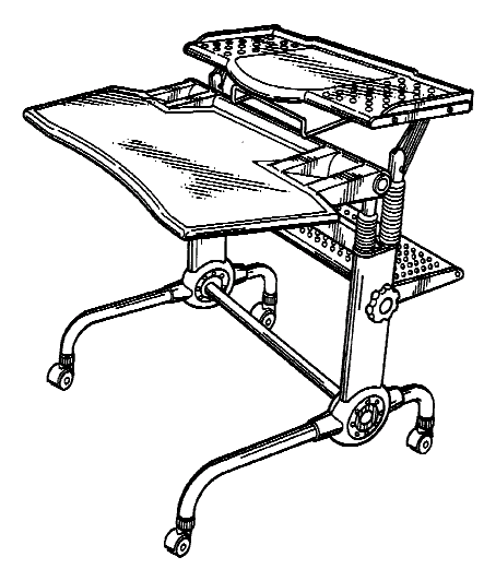 Figure 2. Example of a design for a workstation having tubular supports and shelving.
