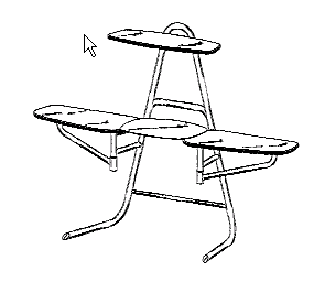 Figure 1. Example of a design for a workstation having tubular supports and shelf above work surface.	 	 	 
