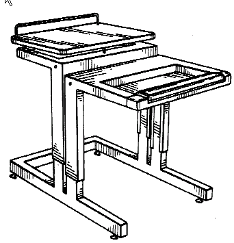 Figure 1. Example of a design for a workstation having a recessed work surface and a shelf.
