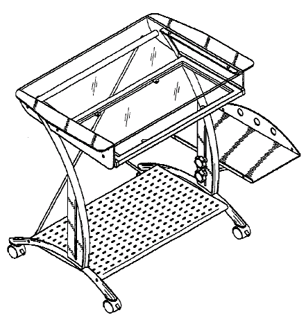 Figure 1. Example of a design for workstation shelves below transparent work surface.
