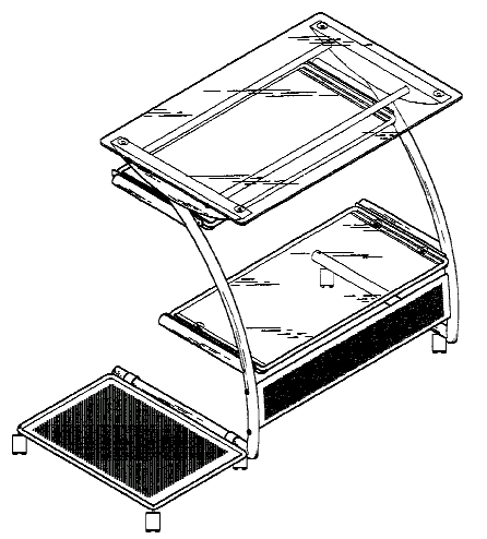 Figure 2. Example of a design for workstation shelves below transparent work surface.
