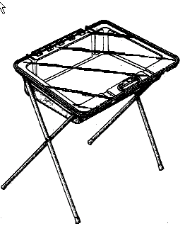 Figure 1. Example of a design for a workstation having tubular supports, transparent top, and shelf below work surface.   	 	    
