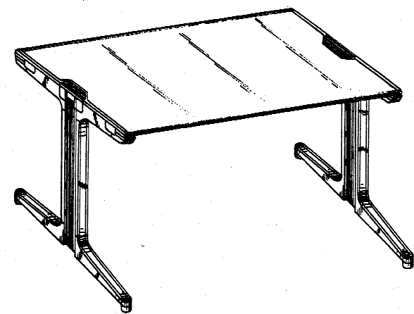 Figure 1. Example of a design for a workstation with symmetrical leg extensions.
