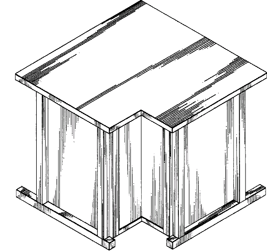 Figure 1. Example of a design for a corner cabinet with six sides.   
