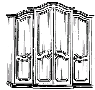 Figure 2. Example of a design for a breakfront armoire with irregular top.   
