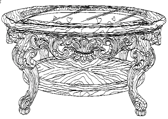 Figure 1. Example of a design for a scrolled foot and transparent top table.
