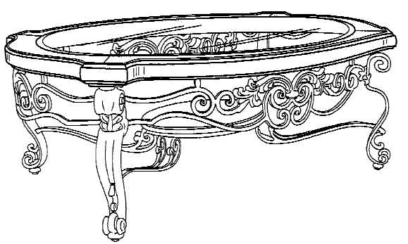 Figure 2. Example of a design for a scrolled foot and transparent top table.
